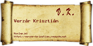 Verzár Krisztián névjegykártya
